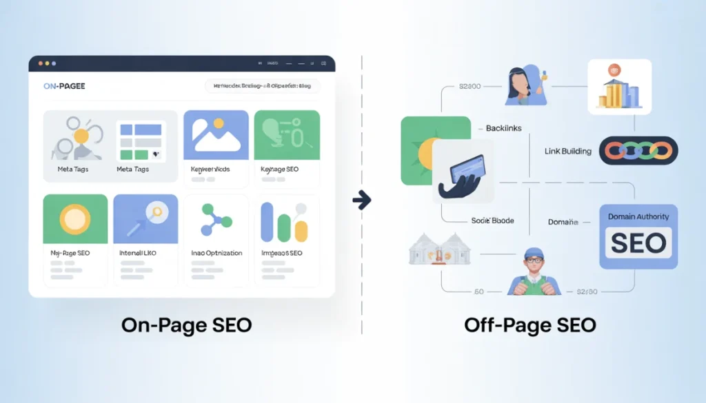 “What is the Difference Between On-Page SEO vs Off-Page SEO? Complete Guide 2026”